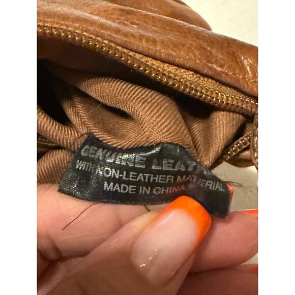 Fossil Tan Genuine Leather Shoulder Hobo Handbag Purse 6X8 Exterior Wear - Picture 14 of 16